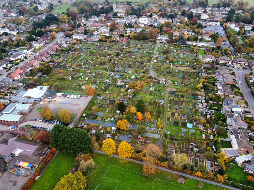 Aerial photo of allotment site