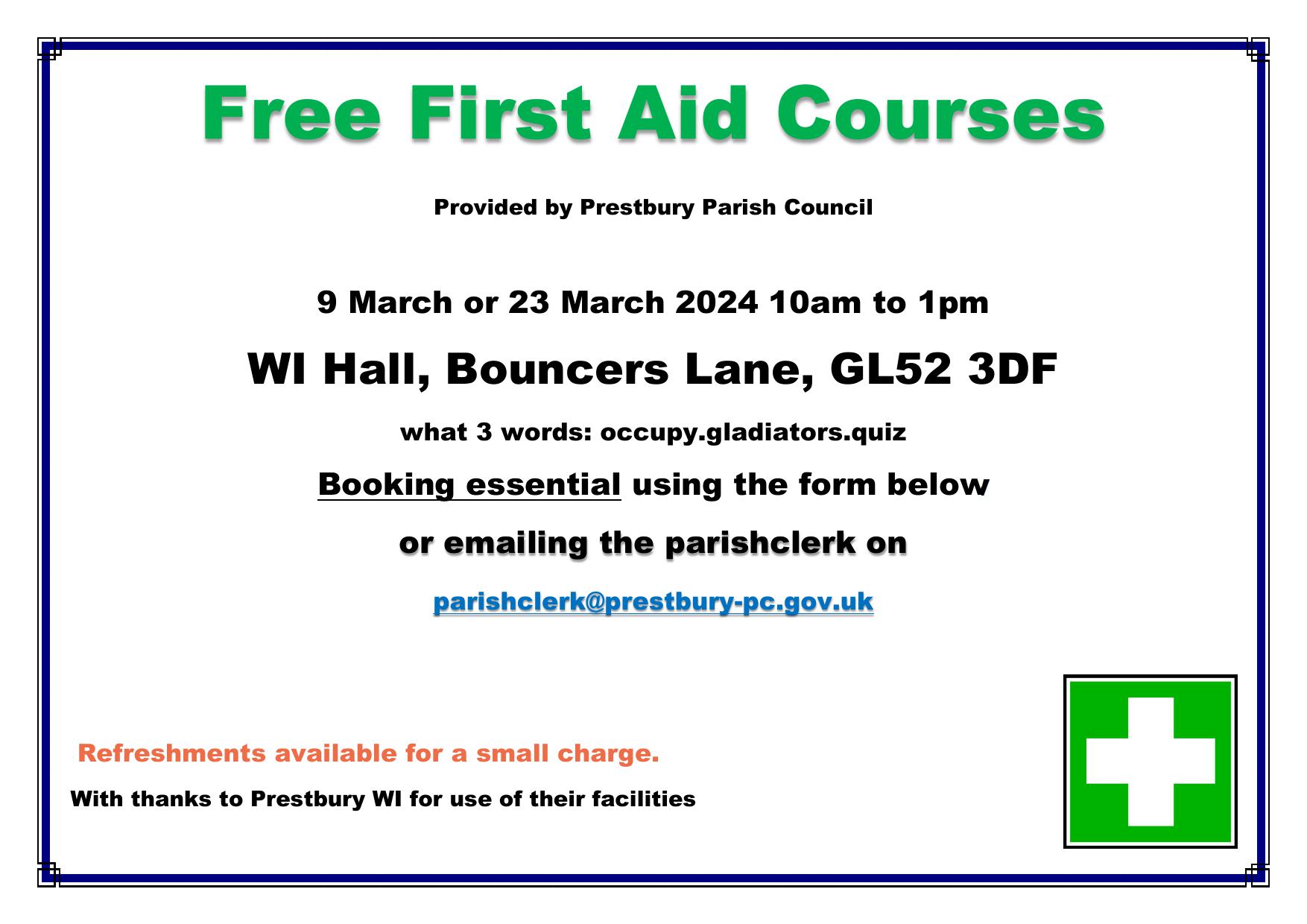 Free First Aid Courses from PPC
